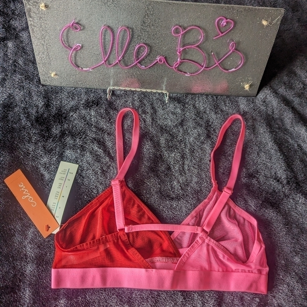 NWT Colsie Pink/Red Strappy Back Bralette XS - Picture 3 of 3